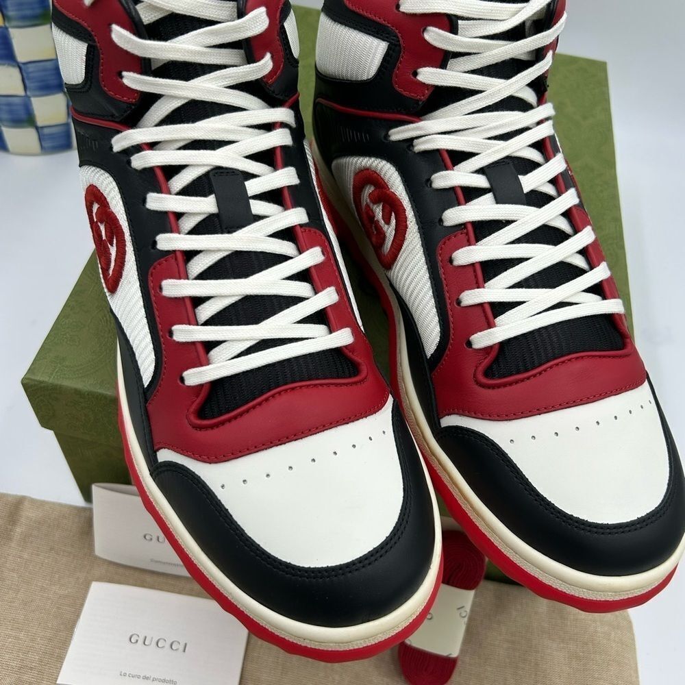 Men’s Gucci MAC 80 high top leather sneakers size 11 made in Italy - Picture 2 of 10